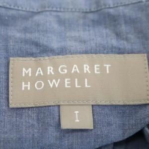 MARGARET HOWELL フリルシャツ 長袖 バンドカラー 1 グレイッシュブルー