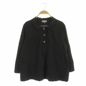 ライトコットンポプリン シャツ 五分袖 プルオーバー 2 黒 ブラック