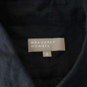 MARGARET HOWELL シャツ 半袖 リネン 2 黒 ブラック