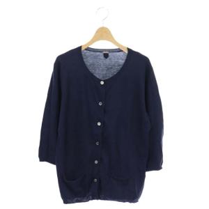 カーディガン ニット クルーネック コットン F 紺 ネイビー