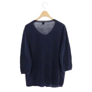 MARGARET HOWELL カーディガン ニット クルーネック コットン F 紺 ネイビー