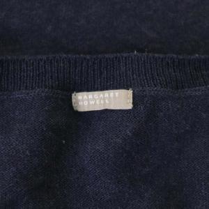 MARGARET HOWELL カーディガン ニット クルーネック コットン F 紺 ネイビー