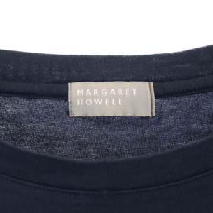 MARGARET HOWELL リネンスリーブTシャツ カットソー 五分袖 2 紺 ネイビー