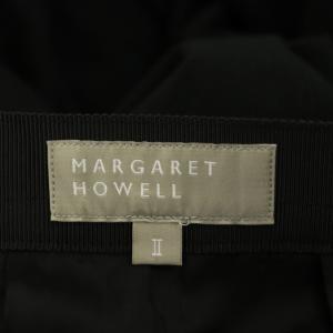 MARGARET HOWELL プリーツフレアスカート ロング ウール 2 黒 ブラック