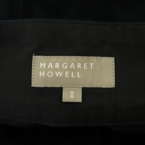 MARGARET HOWELL フレアスカート ロング タック 2 紺 ネイビー