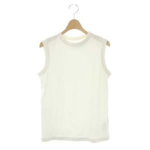 コットン クルーネック カットソー ノースリーブ プルオーバー 00 白 ホワイト
