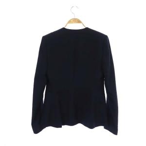 Theory 20AW LINDRAYIA LIGHT SAXONY ジャケット ノーカラー 総裏地 4 濃紺 ダークネイビー