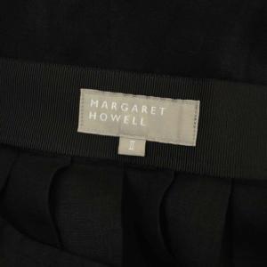MARGARET HOWELL リネン プリーツ フレアスカート ミモレ丈 ロング 2 黒 ブラック