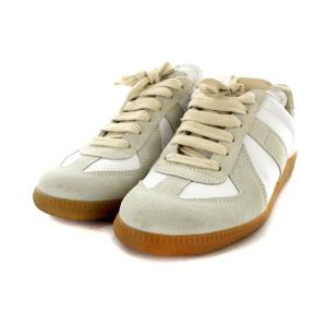 Maison Margiela REPLICA SNEAKERS ジャーマントレーナースニーカ レザー 36 グレー ホワイト
