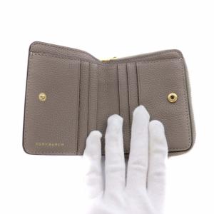 TORY BURCH 二つ折り財布 レザー マウスグレー
