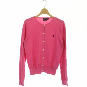 カーディガン ニット 長袖 クルーネック S ピンク