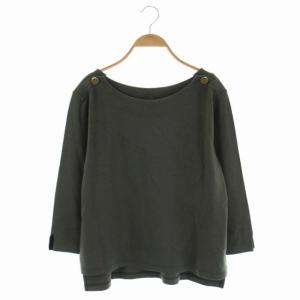 22AW バイカラーボートネックトップス カットソー 長袖 プルオーバー 36 カーキ