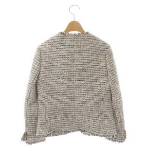 Theory 22SS ノーカラーツイードジャケット ショート 総裏地 クルーネック 00 マルチカラー