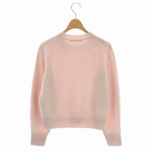 ANAYI 23SS ウールカシミヤリボンビジュー プルオーバー ニット セーター 長袖 クルーネック 36 ペールピンク