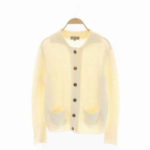 リネン 厚手カーディガン ニット 長袖 2 オフホワイト