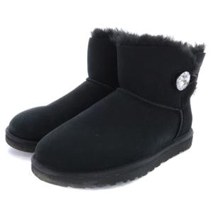 UGG australia ベイリーボタン ミニ MINI BAILEY BUTTON BLING ムートンブーツ ロゴ ショート 25cm 黒 ブラック