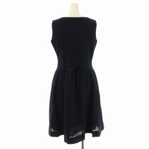 M'S GRACY ウエストリボン ノースリーブワンピース フレア ギャザー ミディ ひざ丈 40 黒 ブラック