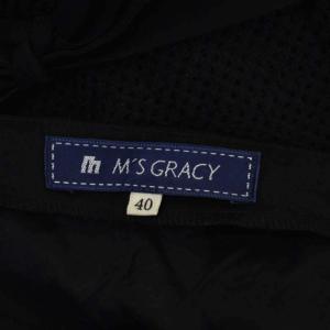 M'S GRACY ウエストリボン ノースリーブワンピース フレア ギャザー ミディ ひざ丈 40 黒 ブラック