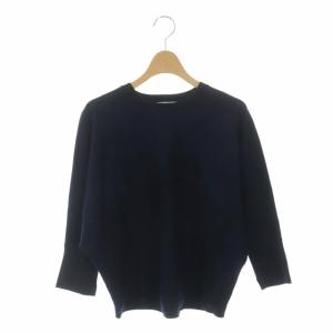 23SS テンセルストレッチ ドルマン ニット カットソー クルーネック 長袖 プルオーバー 38 紺 ネイビー