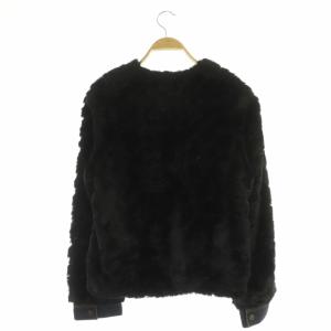 TOGA PULLA ブルゾン デニム フェイクファー ジャケット ノーカラー 36 黒 紺 ブラック ネイビー