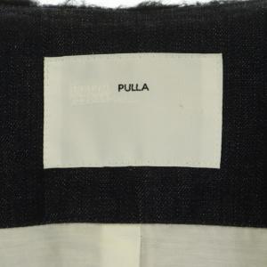 TOGA PULLA ブルゾン デニム フェイクファー ジャケット ノーカラー 36 黒 紺 ブラック ネイビー