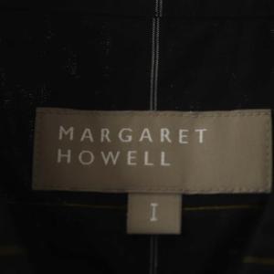 MARGARET HOWELL 20SS LARGE GRAPH CHECK ブラウス 七分袖 ラウンドカラー チェック 1 黒 ブラック 白 ホワイト 黄色