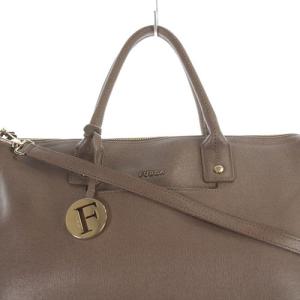 FURLA リンダ ショルダーバッグ ハンドバッグ 2way レザー ロゴ 茶色 ブラウン