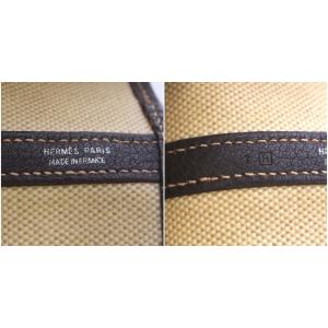 HERMES ガーデンパーティPM トートバッグ ハンドバッグ キャンバス H刻印 アイボリー ダークブラウン