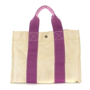 HERMES ボラボラ トートPM トートバッグ キャンバス 白 ホワイト 紫 パープル OH