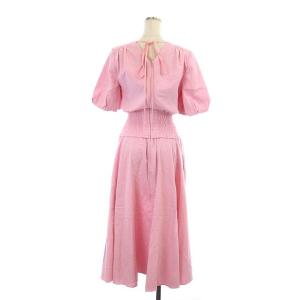 BORDERS at BALCONY RESORT DRESS ワンピース ドレス Vネック フレア ロング カシュクール 五分袖 36 ピンク