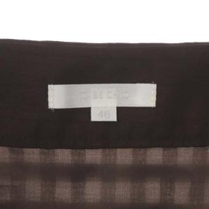 TO BE CHIC チェックスカート 膝丈 フレア タック 46 茶色 ブラウン オフホワイト