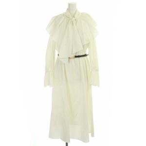 22AW コンパクトタイプライターワンピース ロング 長袖 ベルト付き 38 ホワイト
