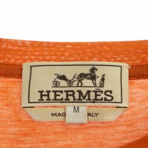 HERMES 裾H刺繍 コットンクルーネックTシャツ カットソー プルオーバー 半袖 M オレンジ