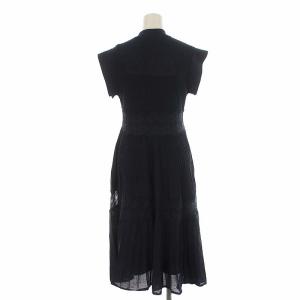 CELFORD 21SS レース切替ニットワンピース ロング フレンチスリーブ 36 紺 ネイビー