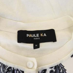 PAULE KA カーディガン ニット アラベスク柄 切替 M 白 オフホワイト