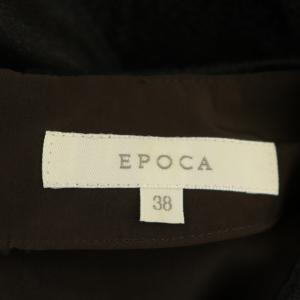 EPOCA ワンピース クルーネック 七分袖 ひざ丈 オーガンジー フラワー刺繍 シアー 38 チャコールグレー 黒 ブラック