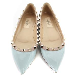VALENTINO GARAVANI パテントレザー ロックスタッズ パンプス ポインテッドトゥ 35 22cm ブルー