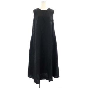 UWCB セミフレア マキシワンピ ワンピース ノースリーブ ロング クルーネック 黒 ブラック