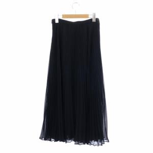 Theory POLY CHIFFON PLEATED BD SKIRT プリーツスカート ロング 比翼仕立てデザイン 2 黒 ブラック