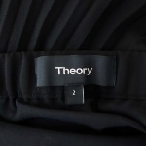 Theory POLY CHIFFON PLEATED BD SKIRT プリーツスカート ロング 比翼仕立てデザイン 2 黒 ブラック