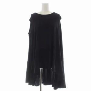 サーキュラー ヘムライン ノースリーブカットソー アシンメトリー 38 黒 ブラック