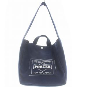 吉田カバン アーバンリサーチ LOWERCASE キャンバス ショルダーバッグ ハンドバッグ 2way ロゴ 紺 ネイビー