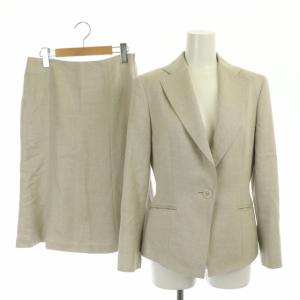 vingt-trois セットアップ スーツ 上下 ラメ テーラードジャケット 背抜き タイトスカート ひざ丈 38 グレージュ