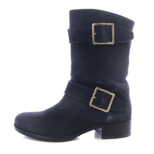 PELLICO SUNNY エンジニアブーツ ショート ローヒール スエード 36 23cm 紺 ネイビー