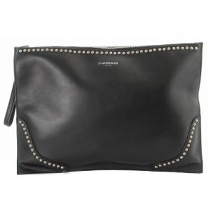 Drawer別注 スタッズ クラッチバッグ セカンドバッグ ロゴ レザー 黒 ブラック
