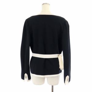 TO BE CHIC ニット ジャケット ノーカラージャケット パイピング 4 黒 ブラック アイボリー