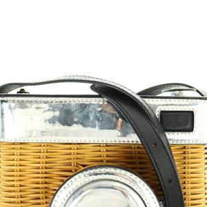 kate spade new york カメラ型 かごバッグ ショルダーバッグ ロゴ べージュ シルバー色