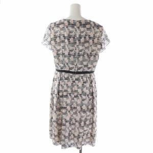 23区 vingt-trois 総柄 半袖ワンピース 膝丈 38 ピンク グレー