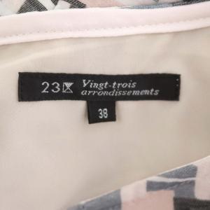 23区 vingt-trois 総柄 半袖ワンピース 膝丈 38 ピンク グレー