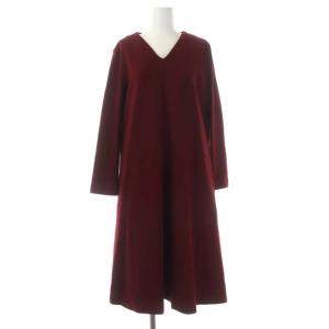 23区 vingt-trois Vネックウールワンピース フレア ロング 38 ワインレッド